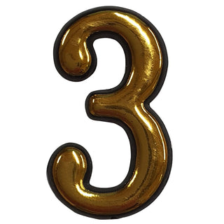 Husnummer 3 til dør, Sunprints, plastik, halvrund, ude-/indendørs, 5,5×3,5 cm