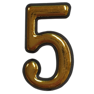 Husnummer 5 til dør, Sunprints, plastik, halvrund, ude-/indendørs, 5,5×3,5 cm