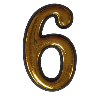 Husnummer 6 til dør, Sunprints, plastik, halvrund, ude-/indendørs, 5,5×3,5 cm