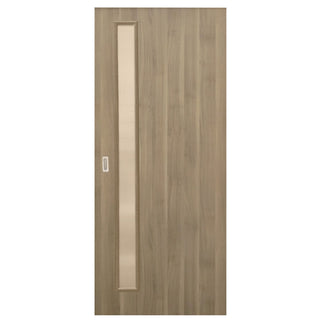Skydedør til indendørs brug med fibermønstret glas, 85 × 206 cm + indbygget greb