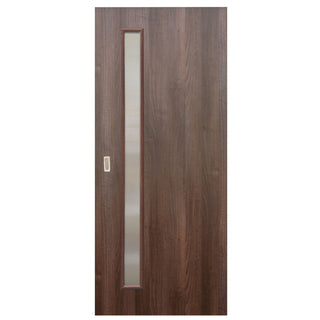 Skydedør til indendørs brug med fibermønstret glas, 85 × 206 cm + indbygget greb