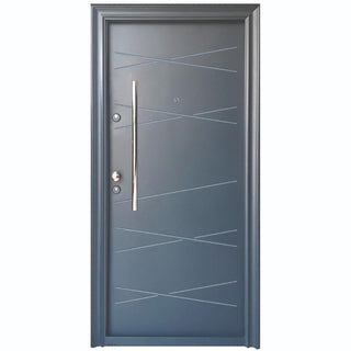 Metaldør til udendørs brug Tracia Victrix, højrehængt, med 70 cm bar-håndtag + kugle, 88 x 205 cm