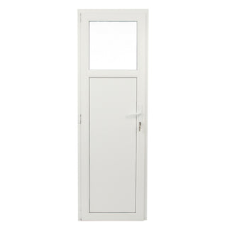 Inder-/yderdør i PVC med termorude 1/3, type 1, 4-kammer, aluminiumstærskel, venstre, 67×202 cm
