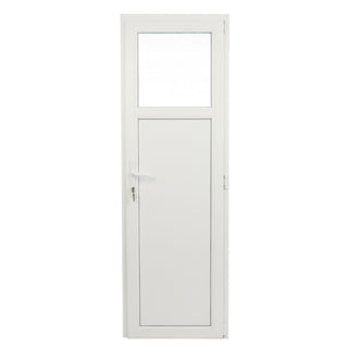 Inder-/yderdør i PVC med termorude 1/3, type 1, 4-kammer, aluminiumstærskel, højre, 77×202 cm