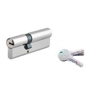 Sikkerhedscylinder europrofil Serruprix Thirard, zink-aluminium, forniklet, 5 vendbare nøgler, 30×60 mm