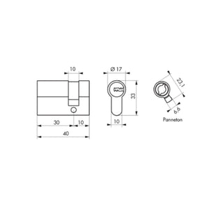 Sikkerhedscylinder europrofil Serruprix Thirard, zink-aluminium, 5 vendbare nøgler, 30×10 mm
