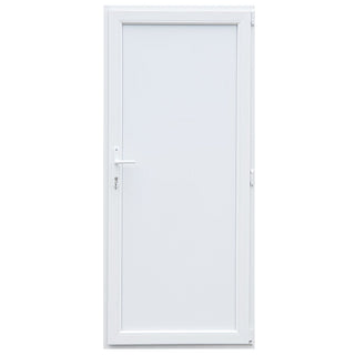Yderdør i PVC med panel, 4 kamre, dørtrin i PVC, højrehængt, 88×198 cm