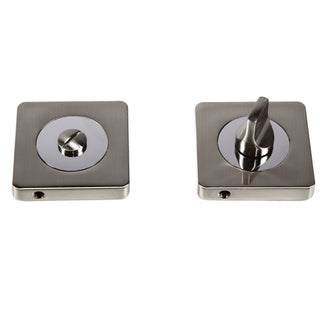 Firkantet rosette til trædør (badeværelse), ESC08 WC RS55 SN/CP, zamak, satin + krom, 55 mm, 2 stk./sæt