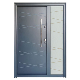 Metaldør til udendørs brug Tracia Victrix, venstre åbning, 150 cm stang + kugle, 140×205 cm