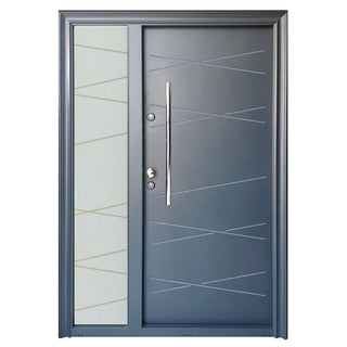 Metaldør til udendørs brug Tracia Victrix, højre, bjælke 150 cm + kugle, 140×205 cm