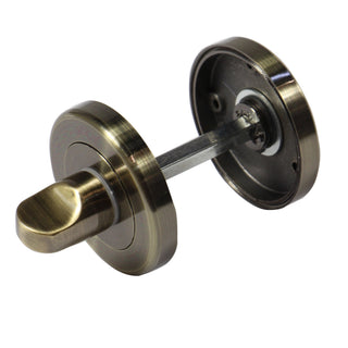 Rund rosette til badeværelseslås, Yale, stål, antik messing, 54 mm, 2 stk./sæt
