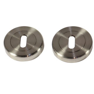 Rund rosette til nøglelås, Yale, satinstål, 54 mm, 2 stk./sæt