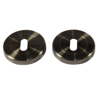 Rund rosette til nøglelås, Yale, stål, antik messing, 54 mm, 2 stk./sæt