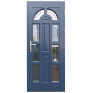 Indgangsdør i træ, Zsuzsana, med buet glas, højrehængslet, 88×208 cm