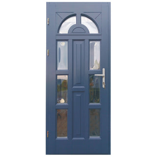 Indgangsdør i træ, Zsuzsana, med buet glas, venstrehængslet, 88×208 cm