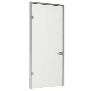 Indvendig svingdør Moldoglass, hærdet mat glas, aluminiumskarm, 91×205,5 cm