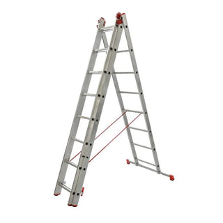 Universal aluminiumsstige 6608, 3x8 trin, Arbejdshøjde 5,82 m, 150 kg