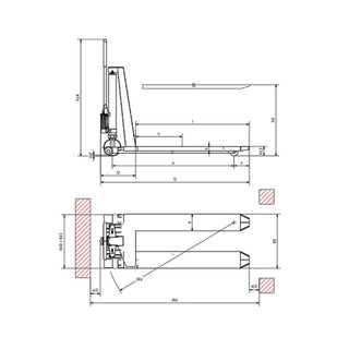 Sakseløfter i rustfrit stål HX10M, 1150 x 540 mm, 1 T