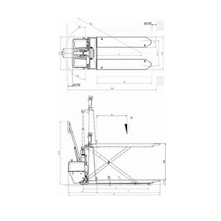 Elektrisk sakseløfter med vægt HX10E, 1185 x 565 mm, 1 T