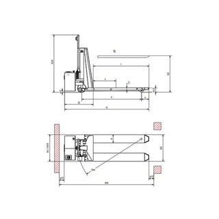 Semielektrisk sakseløfter HX10E IP65, 1150 x 540 mm, 1 T