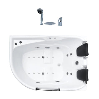 Asymmetrisk badekar med hydromassage – Kadda Aisha venstrevendt, 168 x 120 cm, inkl. frontpanel