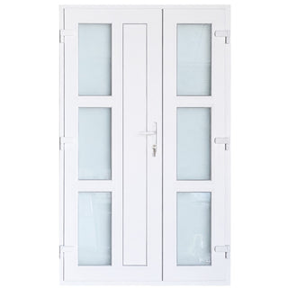 Yderdør i PVC med panel, Thassos, 4 kamre, PVC-tærskel, venstre (set indefra), 128 × 200 cm