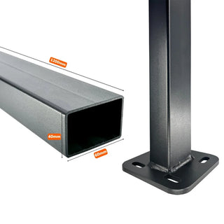 Hegnstolpe med Svejset Fod 1200x60x40 mm – RAL 7016 Antracit