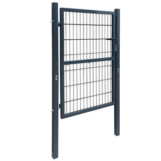 Havelåge / Hegnslåge 106×248 cm Antracit/Grøn – Stål Port med Lås & Stolper