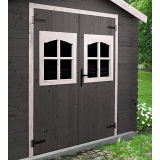Haveskur i træ PREDEAL – 280 x 240 cm, 19 mm vægge, dobbeltdør, OSB-tag