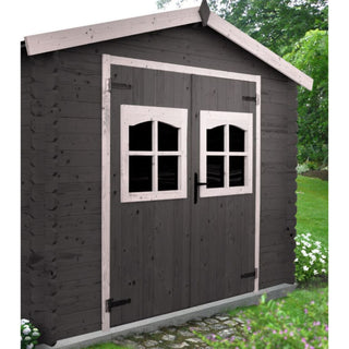 Haveskur i træ PREDEAL – 280 x 240 cm, 19 mm vægge, dobbeltdør, OSB-tag