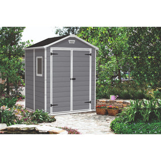 Haveskur i plast Keter Manor 6x5 DD – 175 x 145 x 226 cm, dobbeltdør, ventilationspanel og vindue