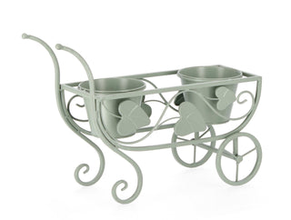 Blomsterholder “Kærre” – Dekorativ planteholder i metal | Grøn | 48 × 19 × 31 cm