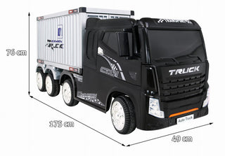 Elektrisk lastbil til børn NOVOKIDS Super Truck – 12V, 4 motorer, med trailer, fjernbetjening, max 35 kg, sort