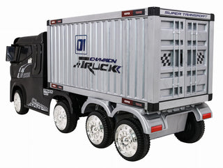 Elektrisk lastbil til børn NOVOKIDS Super Truck – 12V, 4 motorer, med trailer, fjernbetjening, max 35 kg, sort
