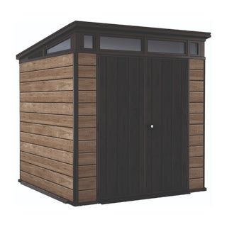 Haveskur i plast Keter Pent 7x7 Ashwood – 216 x 216 x 226 cm, dobbeltdør, vindue, vedligeholdelsesfri