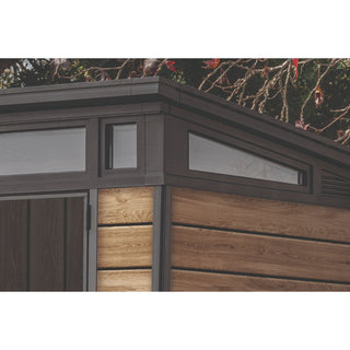 Haveskur i plast Keter Pent 7x7 Ashwood – 216 x 216 x 226 cm, dobbeltdør, vindue, vedligeholdelsesfri