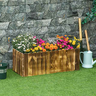 Rektangulær plantekasse i træ – Outsunny | 80 × 33 × 30 cm