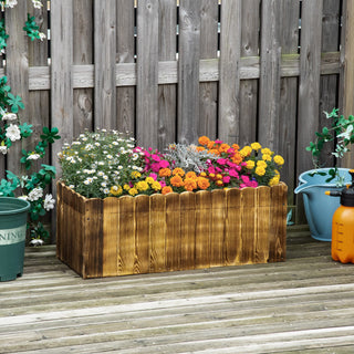 Rektangulær plantekasse i træ – Outsunny | 80 × 33 × 30 cm
