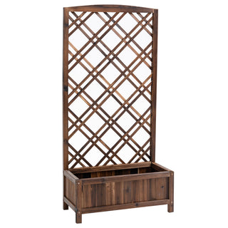 Udendørs plantekasse med espalier – Outsunny i grantræ | 60 × 30 × 122,5 cm