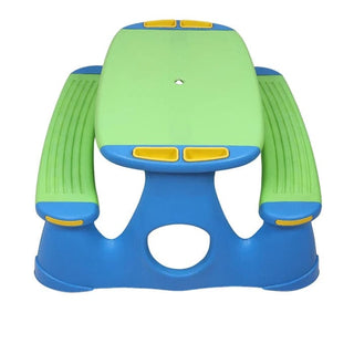 Picnicbord med 2 bænke til børn – 90 x 88 x 48,5 cm, plast, blå/grøn