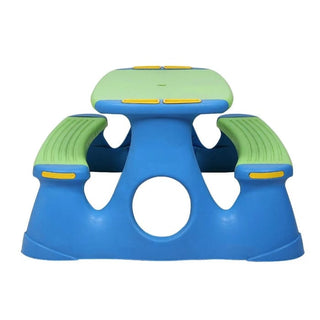 Picnicbord med 2 bænke til børn – 90 x 88 x 48,5 cm, plast, blå/grøn