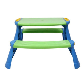 Picnicbord med 2 bænke til børn – 90 x 88 x 48,5 cm, plast, blå/grøn