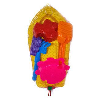 Sandlegetøjs sæt med skib – 6 dele, plast, multicolor