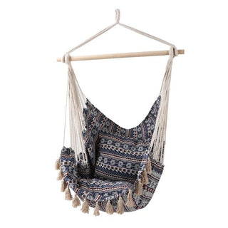 Hængestol med træstang og puder, Blå, 100x130 cm