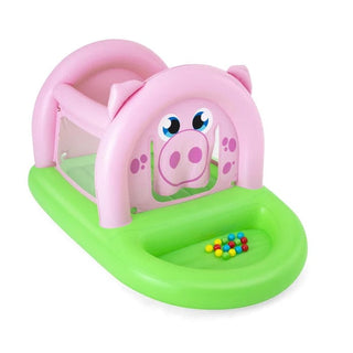 Bestway 52345 oppustelig hoppeborg – 239 x 162 x 137 cm, pink/grøn