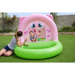 Bestway 52345 oppustelig hoppeborg – 239 x 162 x 137 cm, pink/grøn