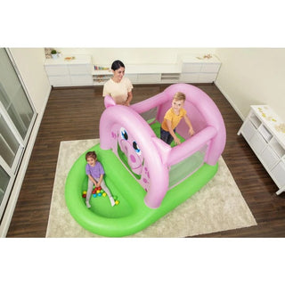 Bestway 52345 oppustelig hoppeborg – 239 x 162 x 137 cm, pink/grøn
