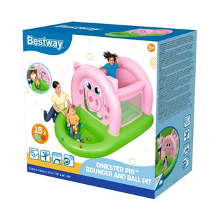 Bestway 52345 oppustelig hoppeborg – 239 x 162 x 137 cm, pink/grøn