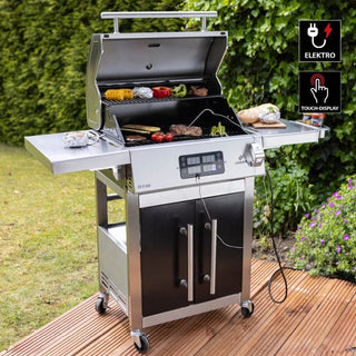 Elektrisk grill, Landmann 01992, 3200W, 300°C, Non-stick plader, Rustfrit stål, Touchskærm