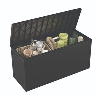 Keter Emily hyndeboks – 280 L, grafit, plast med rattan-look, 117,8 x 44,6 x 58 cm